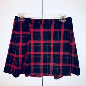 Black and red checkered mini skirt
